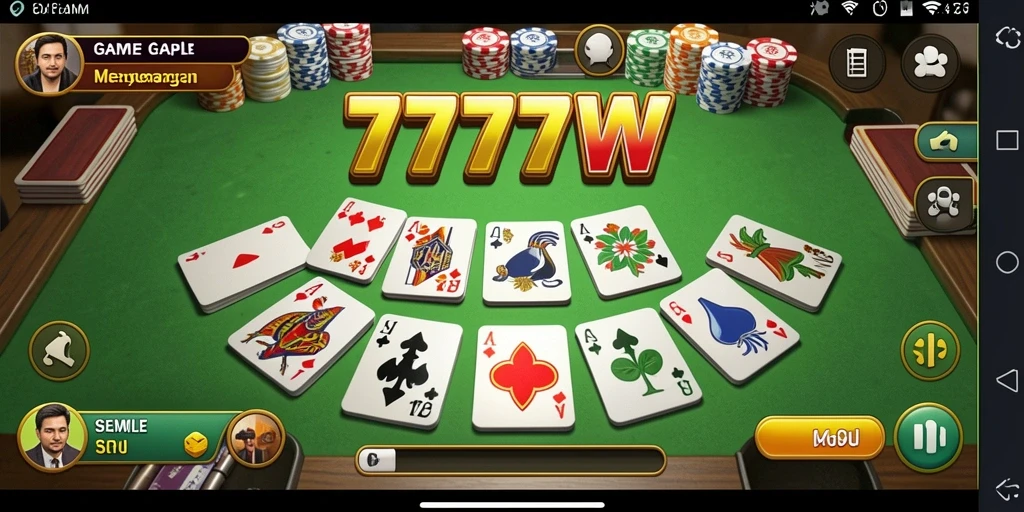 Gameplay seru 7777W dengan teman-teman dalam permainan Gaple.