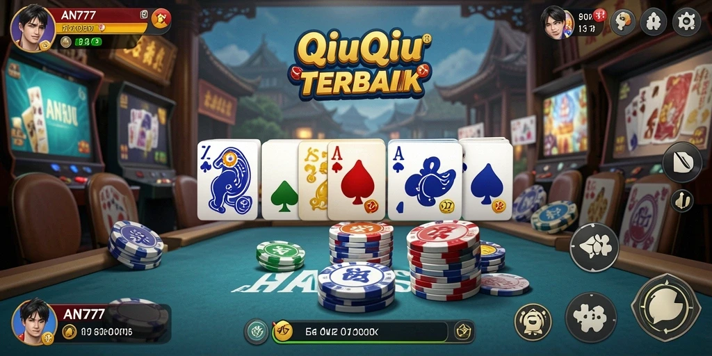Screenshot AN777 menampilkan aksi seru permainan QiuQiu.