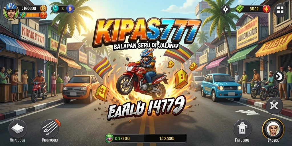 Tampilan gameplay KIPAS777 saat balapan di jalanan yang menantang.
