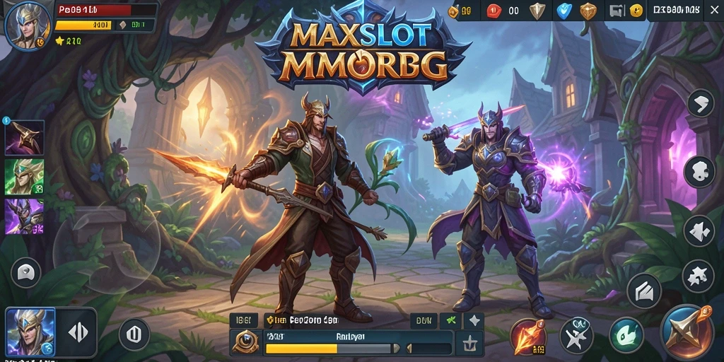 Tangkapan layar gameplay MAXSLOT menampilkan karakter beraksi di dunia fantasi.