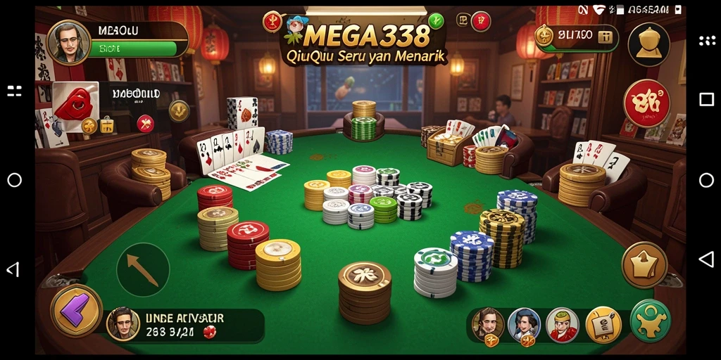 Tampilan gameplay seru MEGA338 dalam permainan QiuQiu.