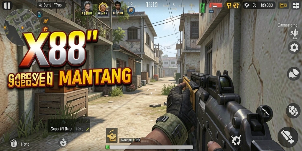 Gameplay seru X88 dengan aksi tembak-menembak intens.