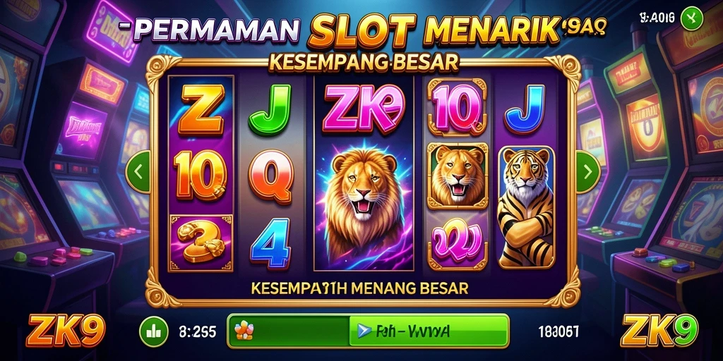 Screenshot gameplay ZK9 menunjukkan keseruan permainan slot yang penuh warna.